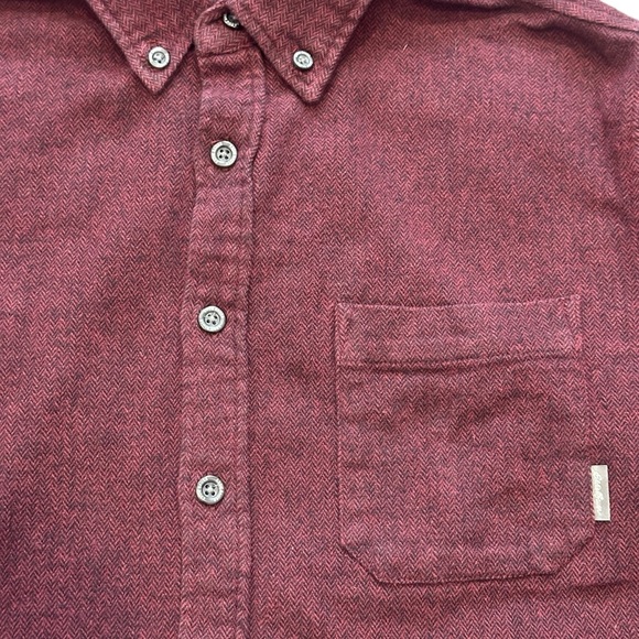 Eddie Bauer Eddie’s Favorite Flannel Classic Buttondown Shirt Burgundy Medium - Picture 5 of 7